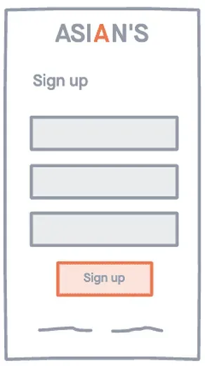 Sign up wireframe