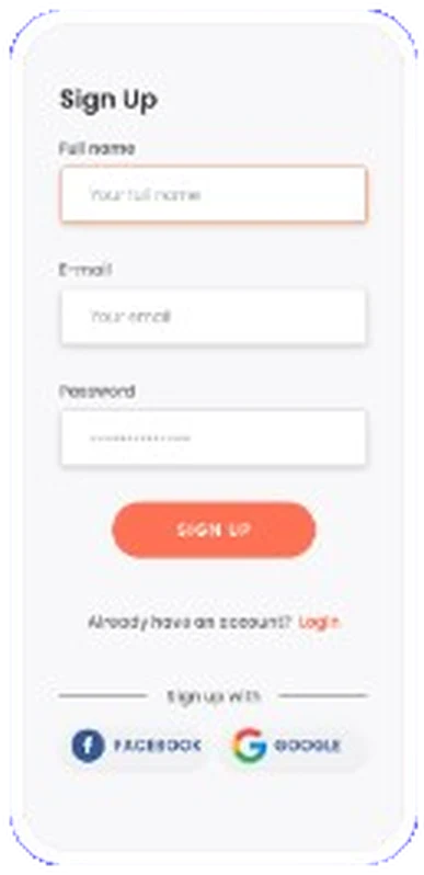 Sign up high-fidelity screen