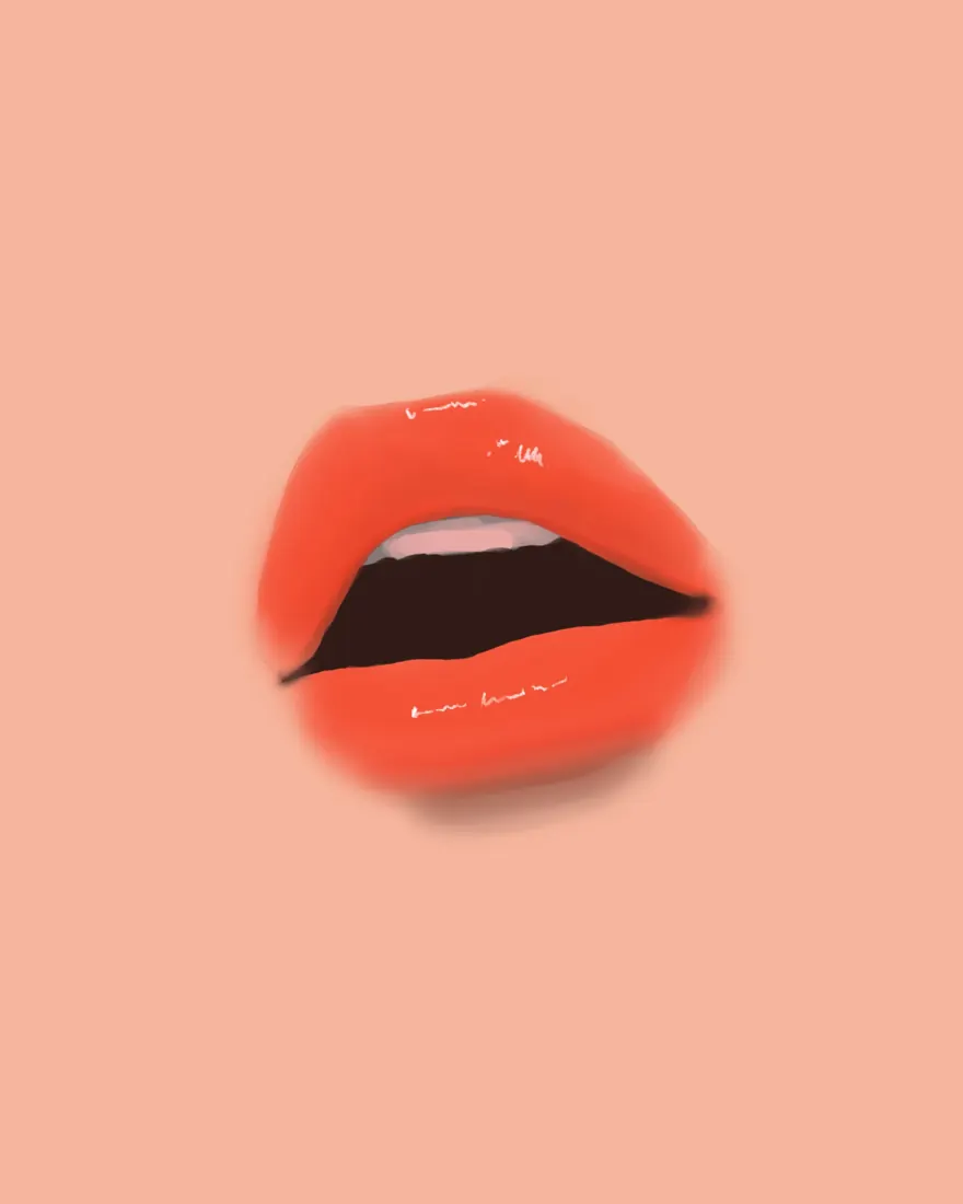 Digital painting of glossy red lips